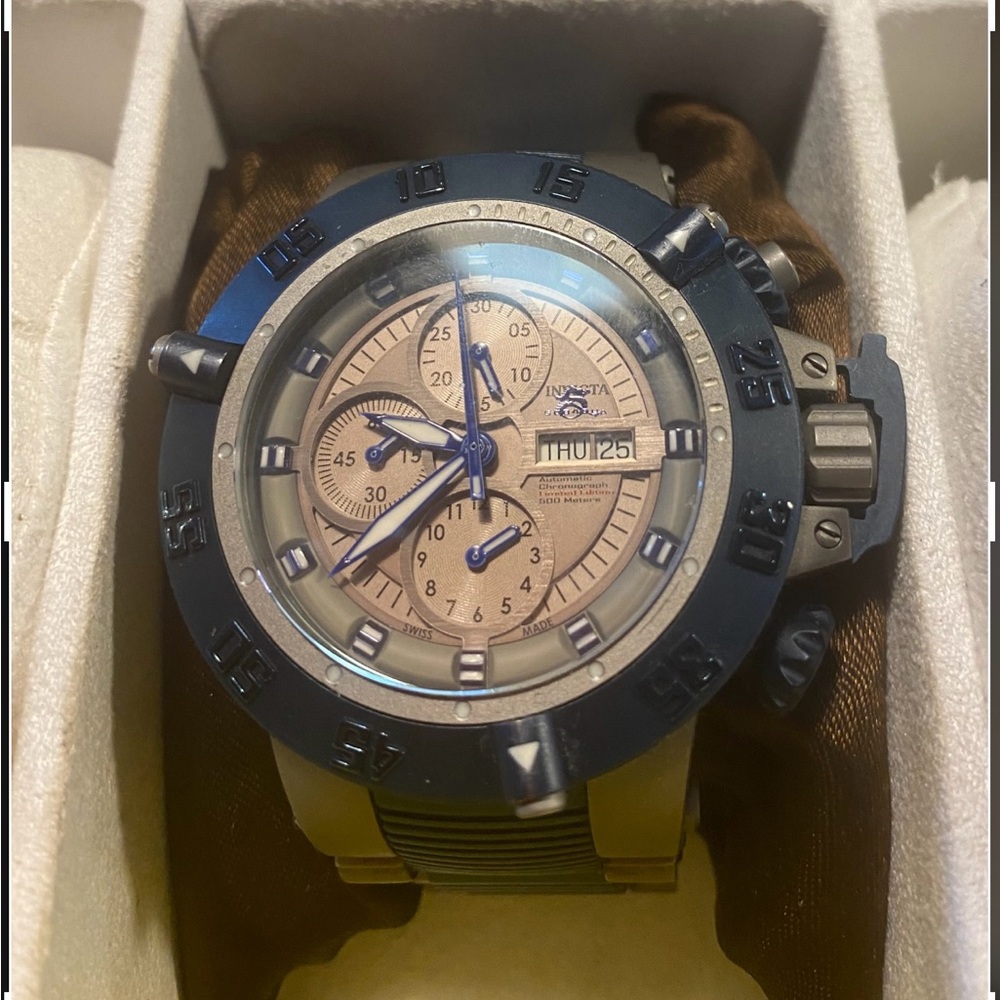 Invicta Men's Blue and Gold Chronograph Watch